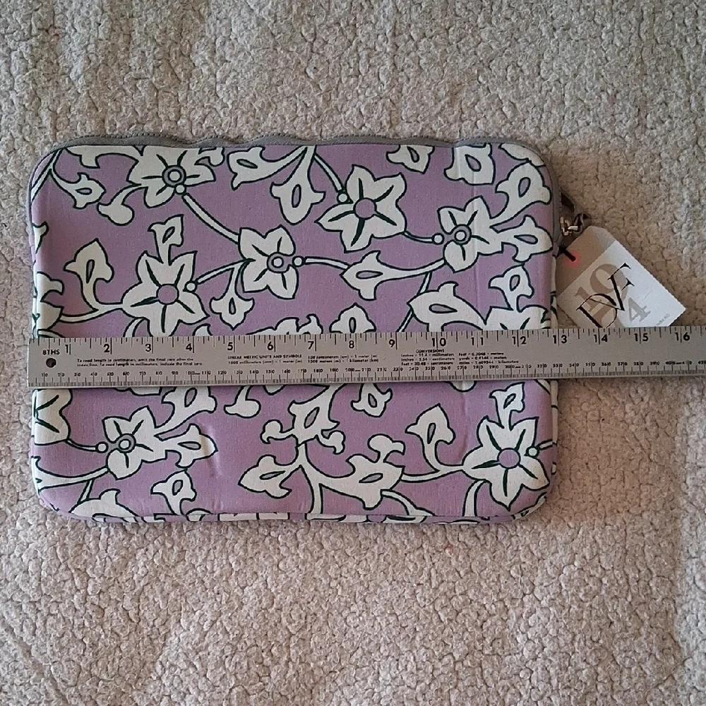 Diane Von Furstenberg Purple and White Floral Laptop Bag New